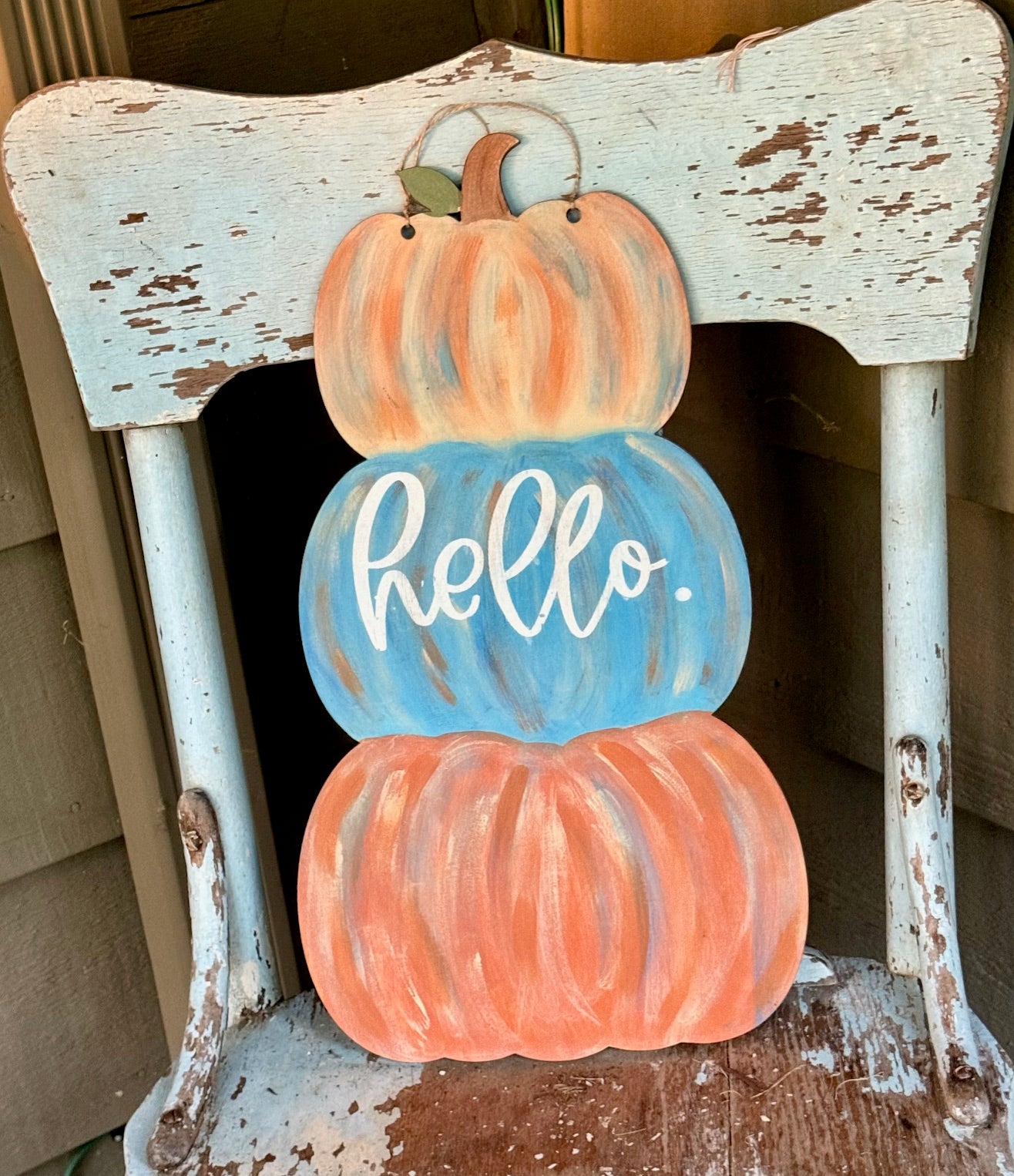 Pumpkin Stack Door Hanger Wood Cut Out
