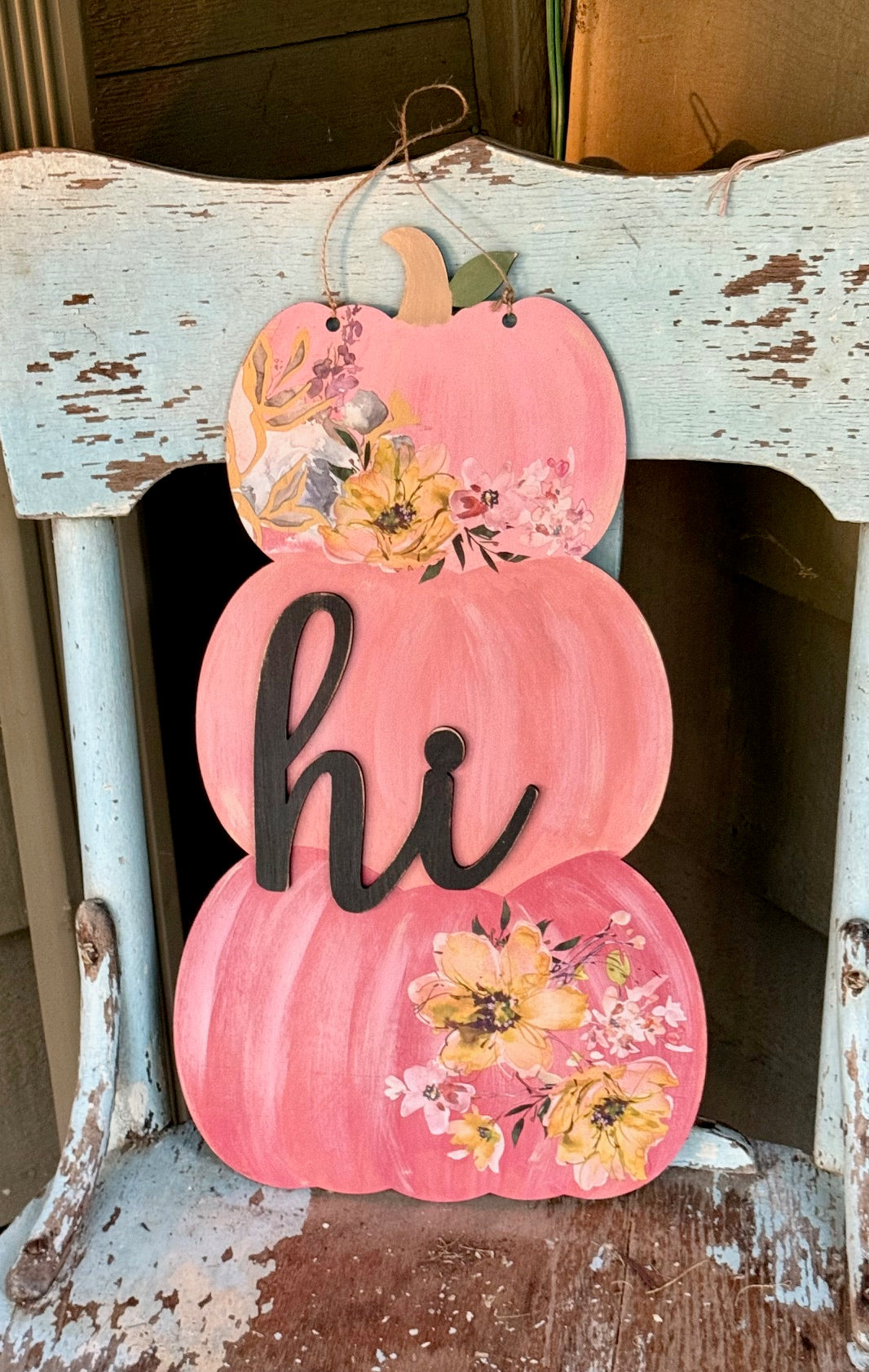 Pumpkin Stack Door Hanger Wood Cut Out