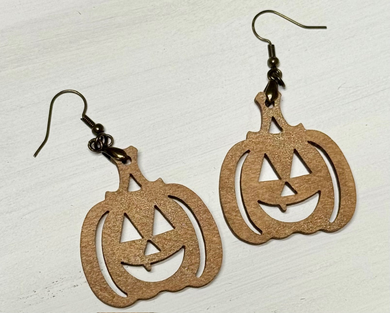 Pair of Pumpkin Wood Jack o Lantern Earring Blanks