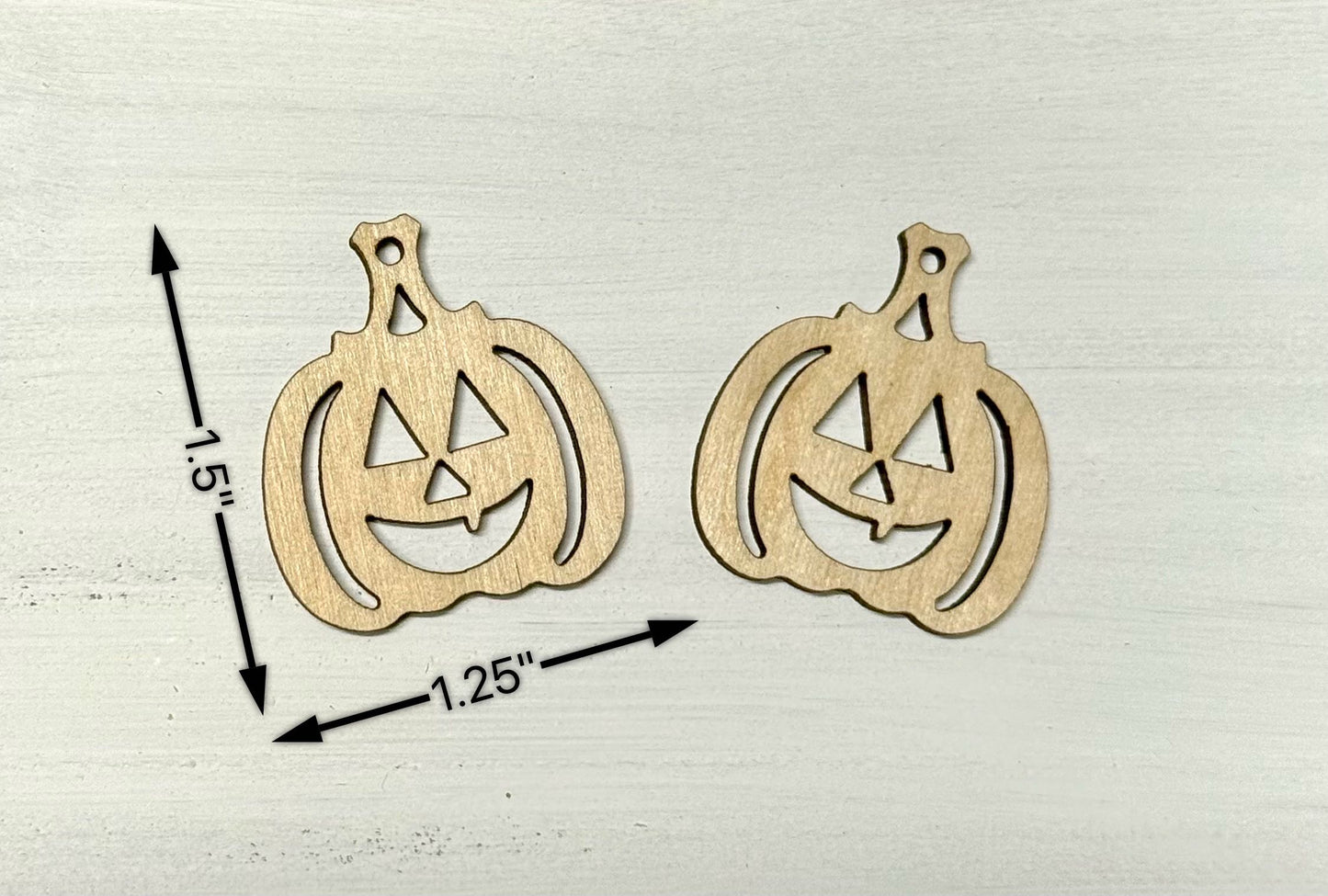 Pair of Pumpkin Wood Jack o Lantern Earring Blanks