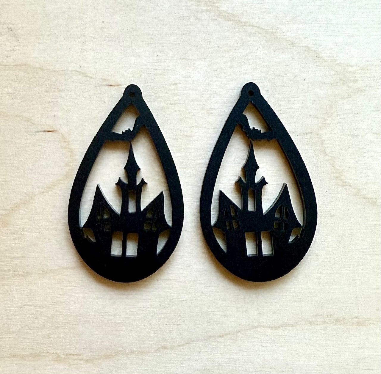 Black Acrylic Haunted House Earring Blanks