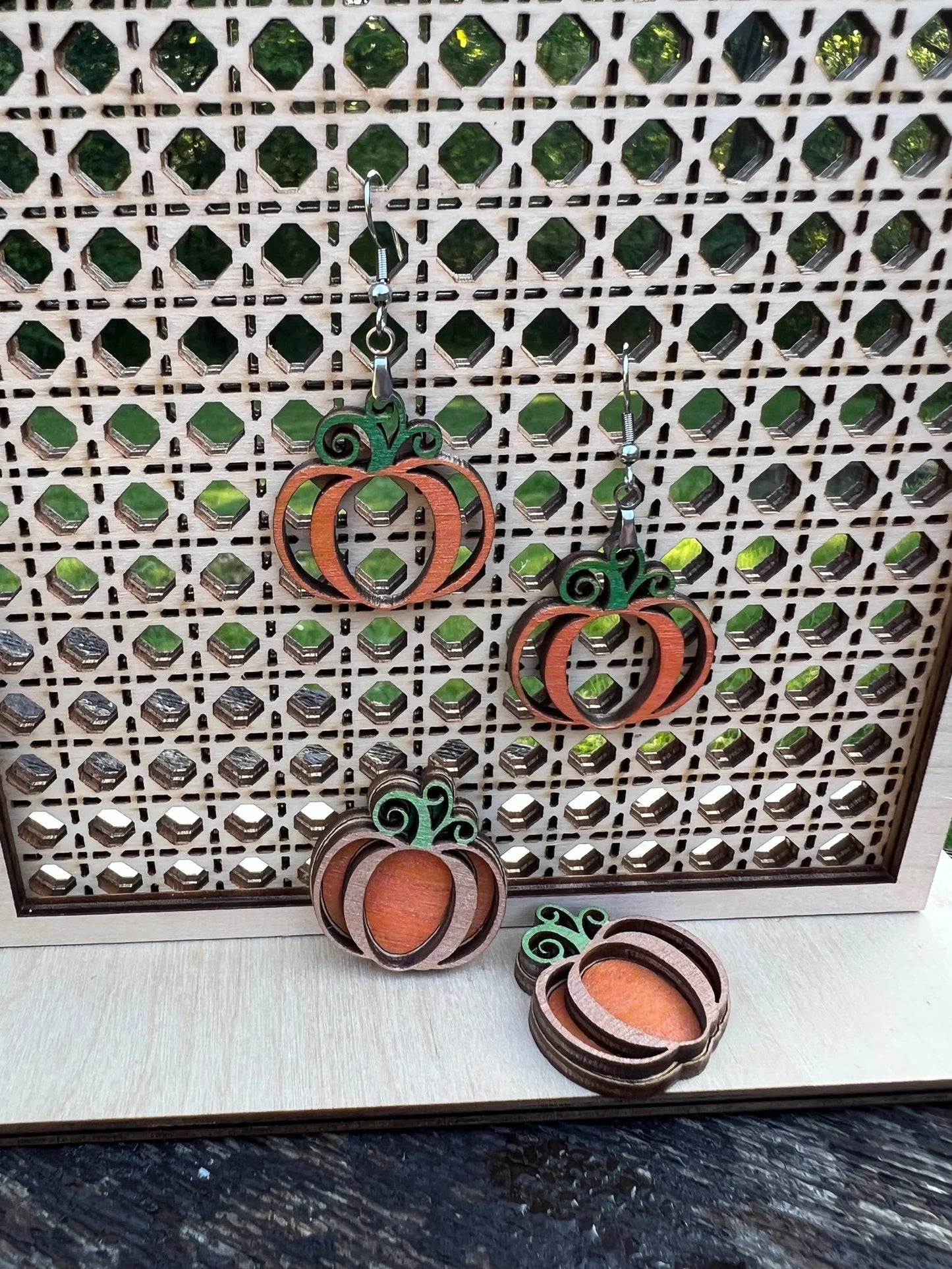 Pumpkin Earring Blanks Wood Dangles