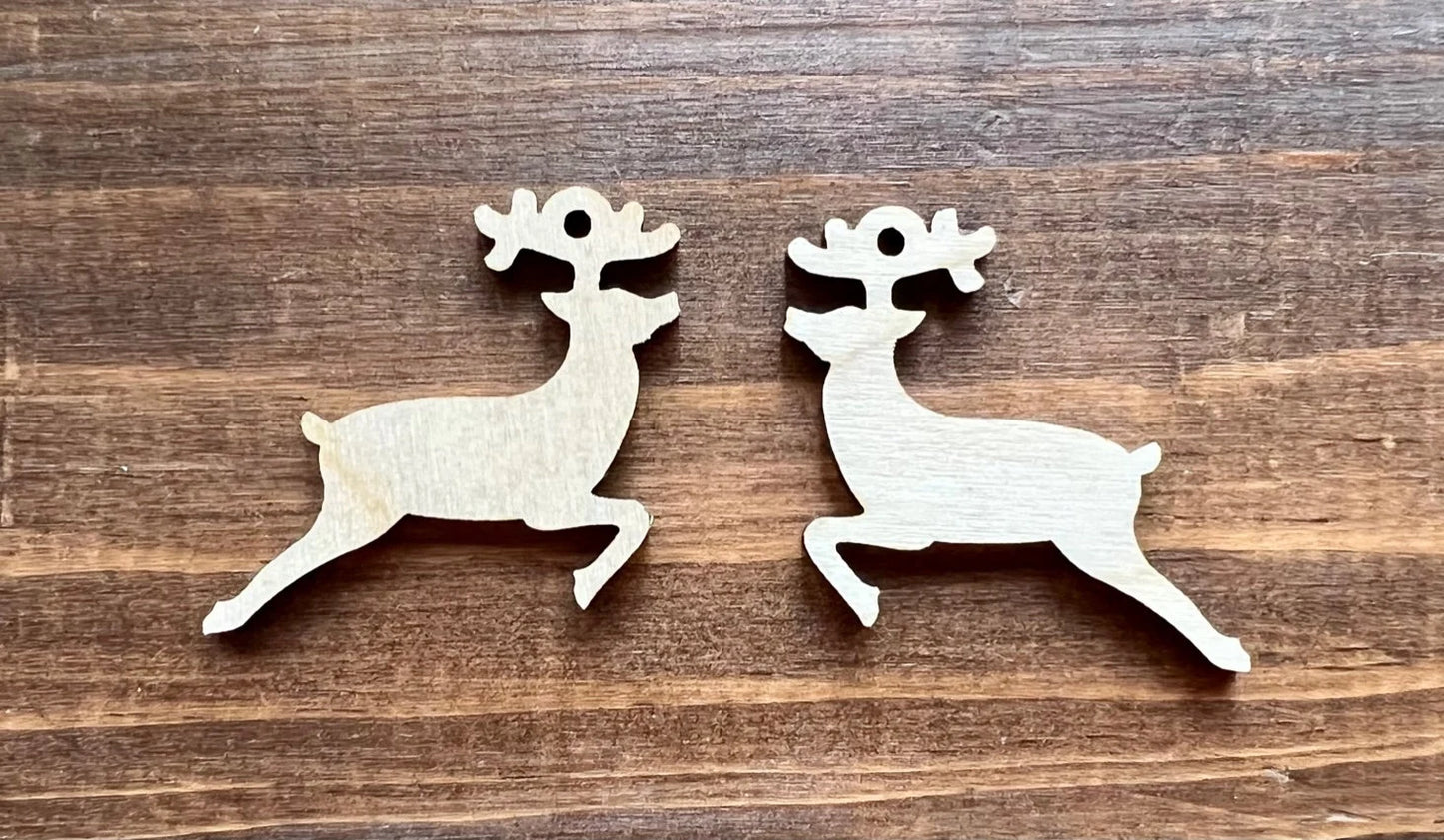 Reindeer Earring Blank Wood Dangle