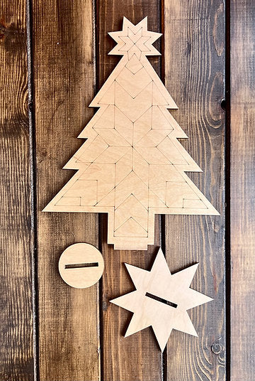 12 Inch Standing Barn Quilt Christmas Tree Blank