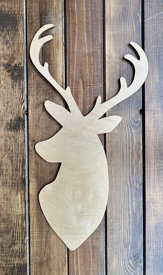 19 Inch Deer Head Unfinished Wood Blank