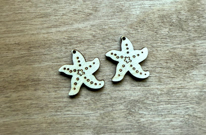 Unfinished Wood Starfish Earring Blank