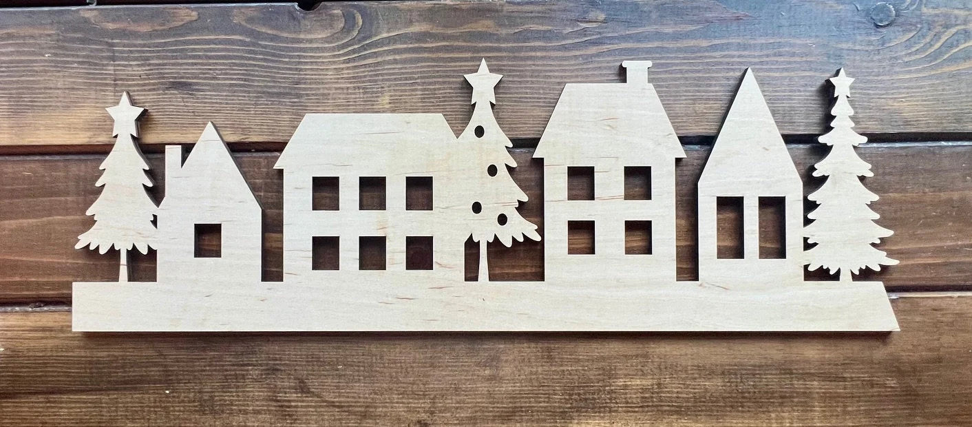 Christmas Village Unfinished Wood Blank Set