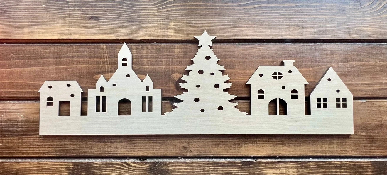 Christmas Village Unfinished Wood Blank Set