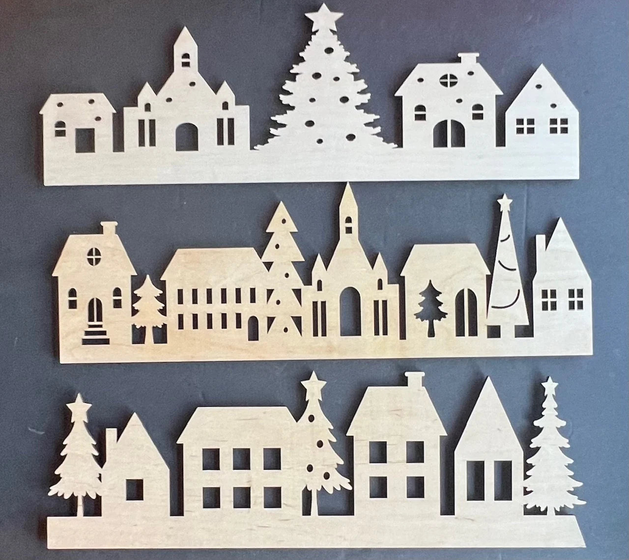 Christmas Village Unfinished Wood Blank Set