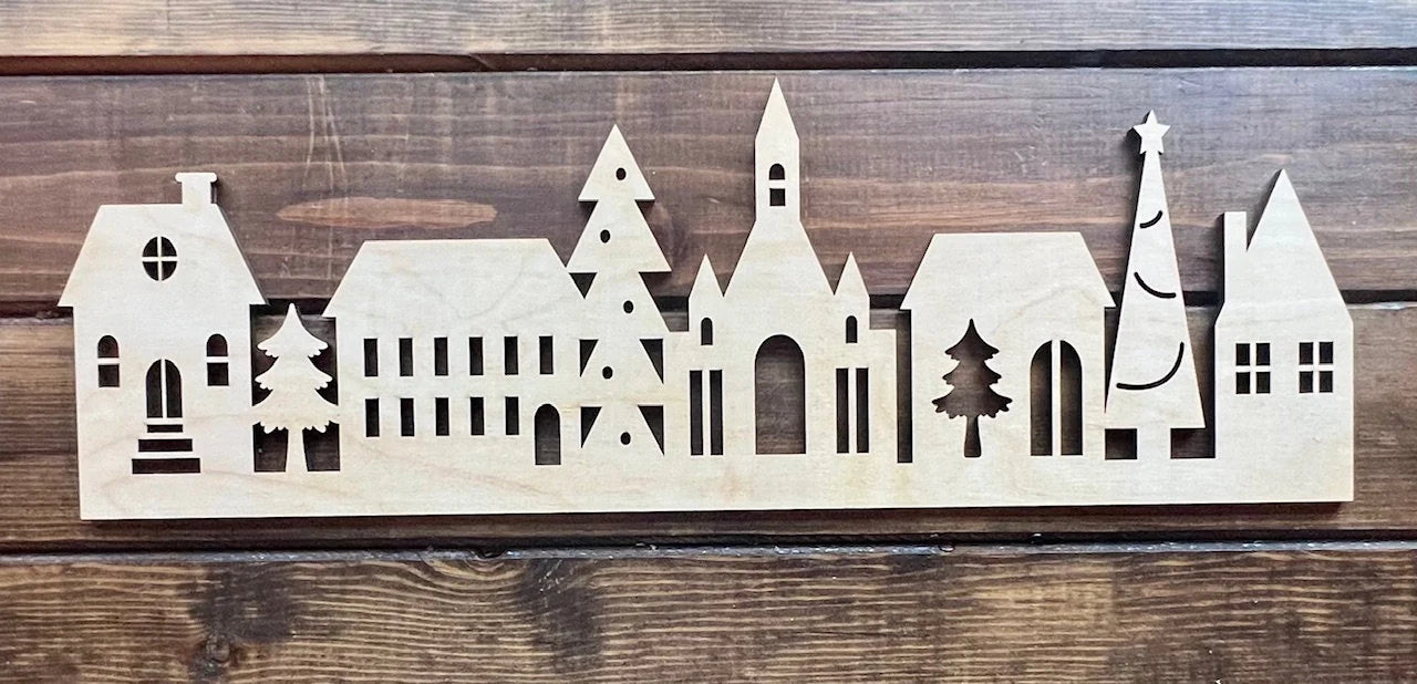 Christmas Village Unfinished Wood Blank Set