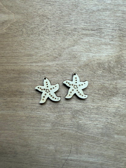 Unfinished Wood Starfish Earring Blank