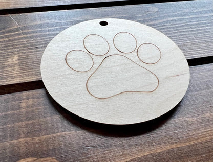 4 Inch Diameter Dog Paw Ornament