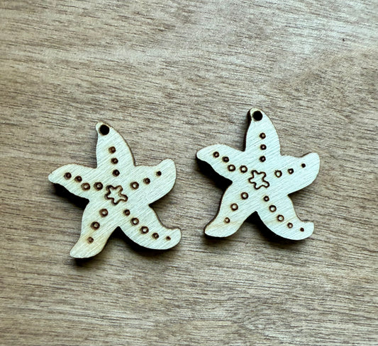 Unfinished Wood Starfish Earring Blank