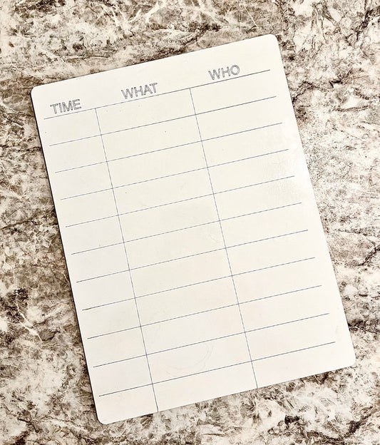 Medication Tracker Dry Erase Board