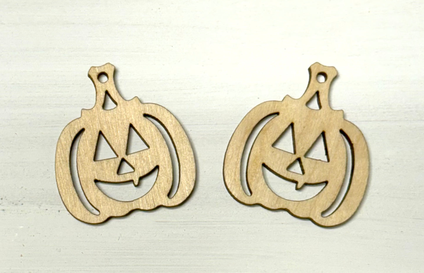 Pair of Pumpkin Wood Jack o Lantern Earring Blanks