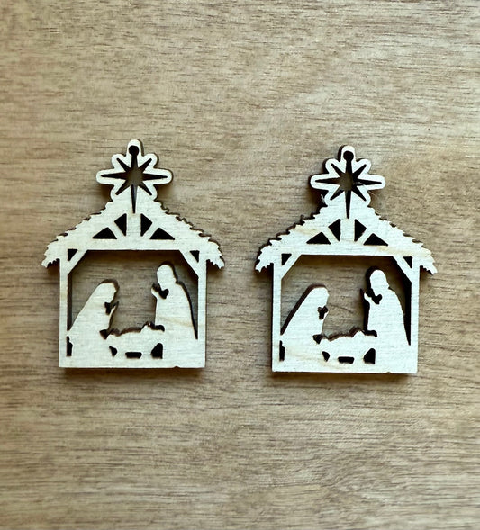 Unfinished Wood Nativity Earring Blanks Dangle