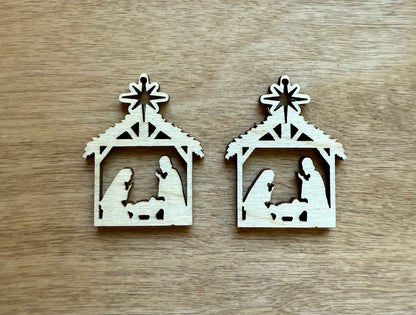 Unfinished Wood Nativity Earring Blanks Dangle