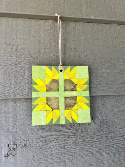 Barn Quilt Ornament Sunflower