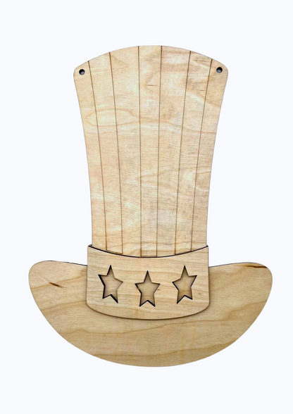 Stars and Stripes Top Hat Patriotic Wood Blank Kit Summer