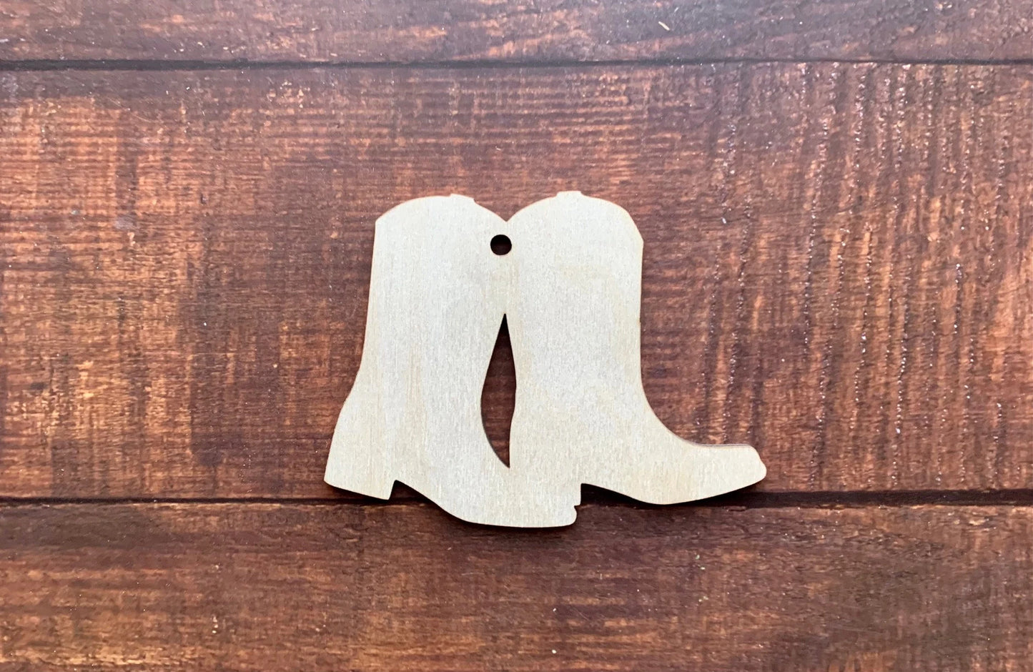 Cowboy Boot Pair Ornament Stocking Tag or Gift Tag wood blank