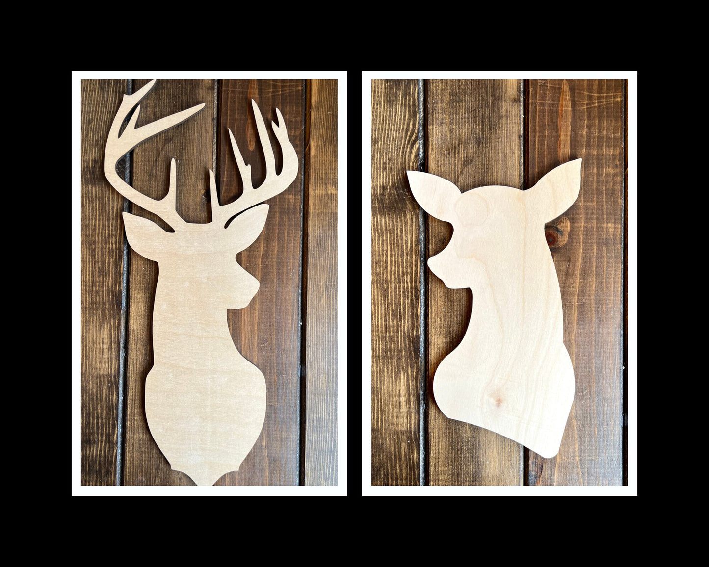 Pair of deer Buck and Doe Set Unfinished Wood Blanks Set