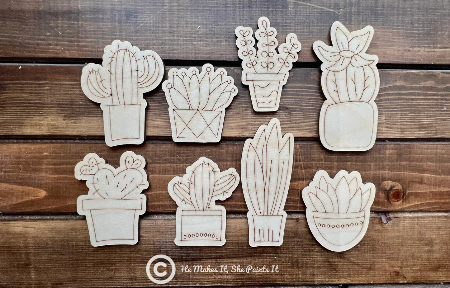 Set of 8 small succulents and cacti for tiered tray or paint night image 2