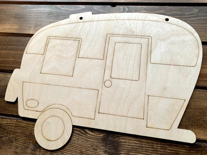 Vintage Camper Craft Blank Wood Cut Out Large