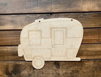 Vintage Camper Craft Blank Wood Cut Out Large