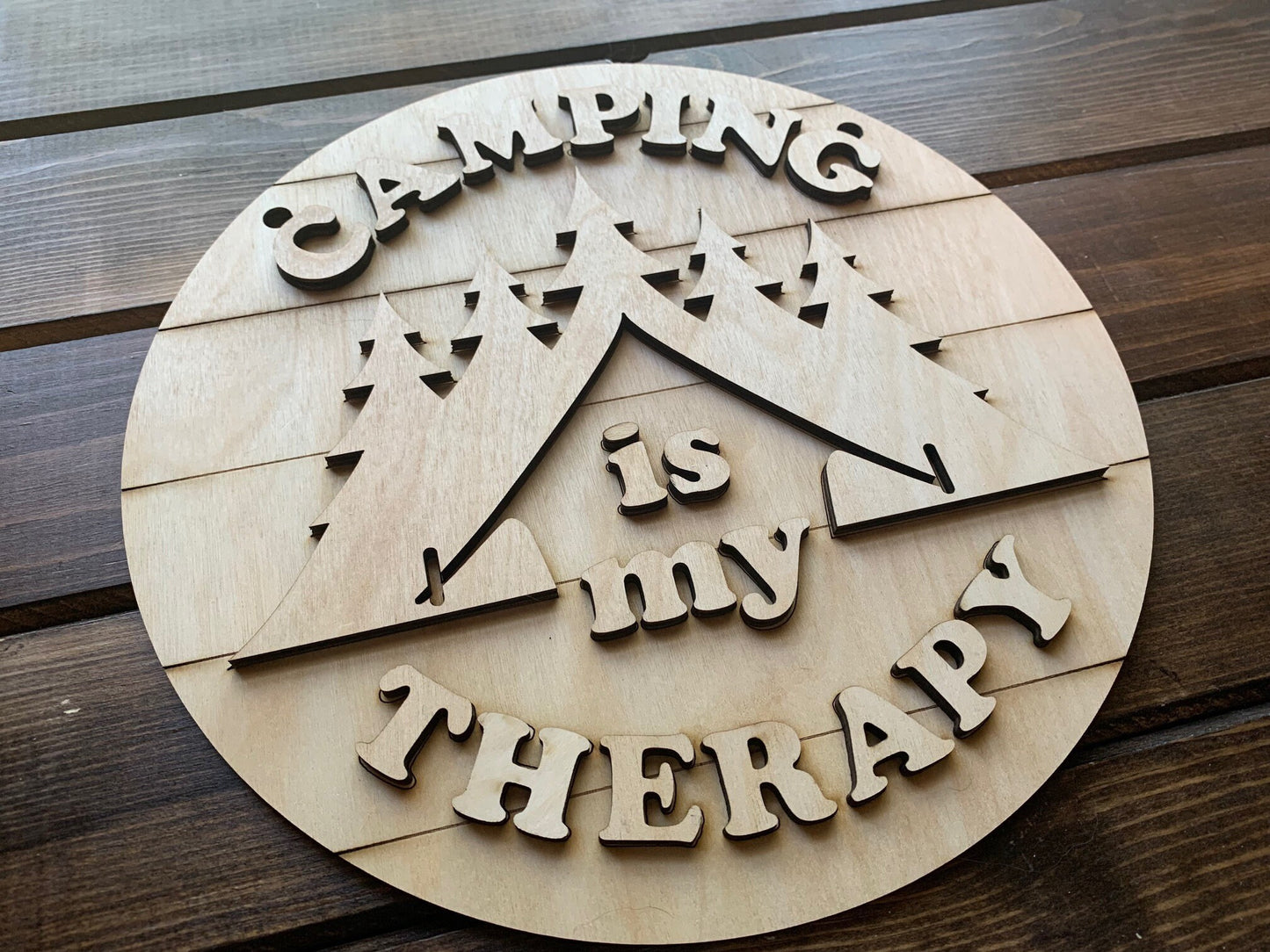 Camping Is My Therapy Wood Sign DIY Porch Sign Door Hanger