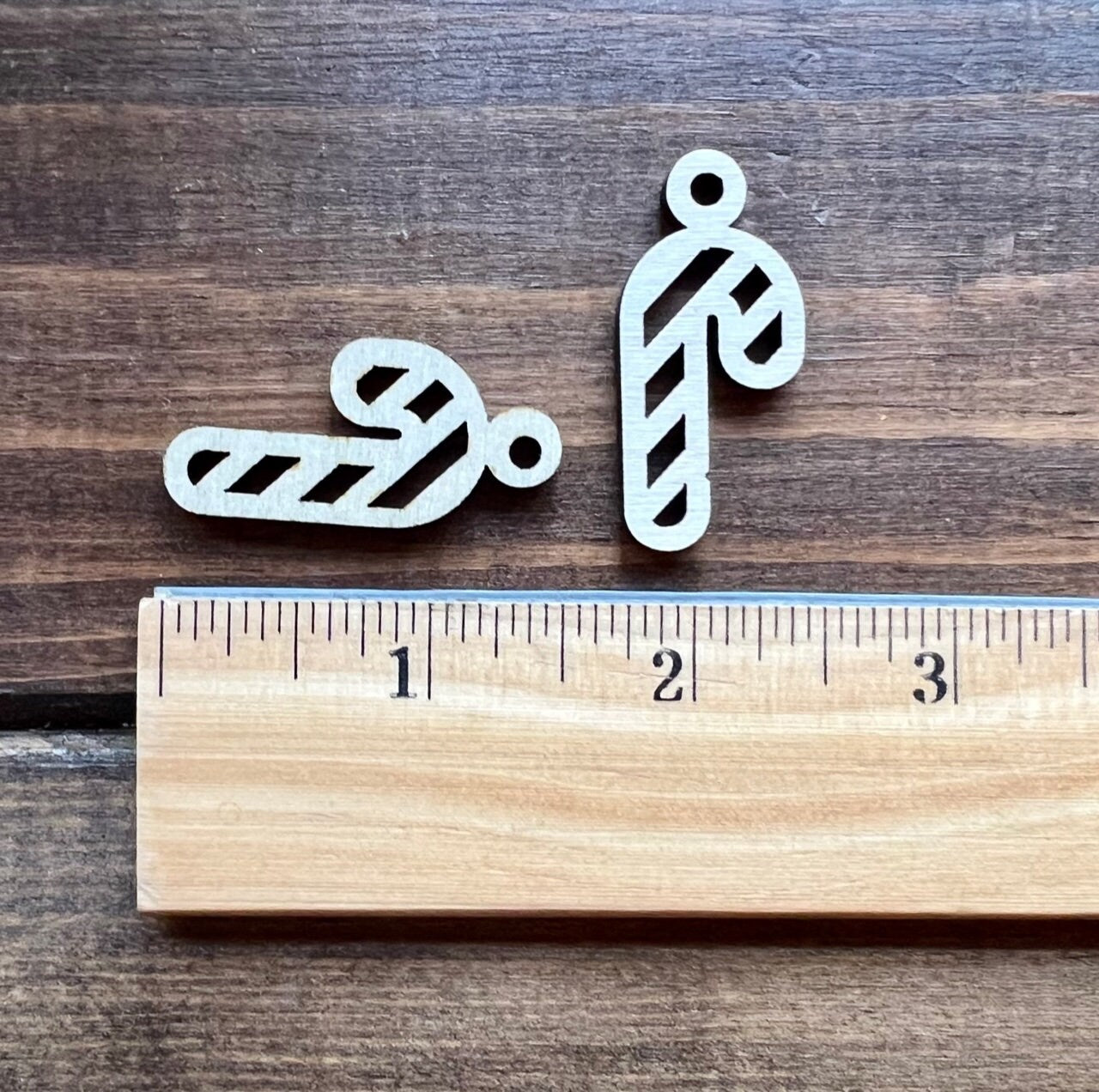 Unfinished wood earring blanks Candy Cane Dangle