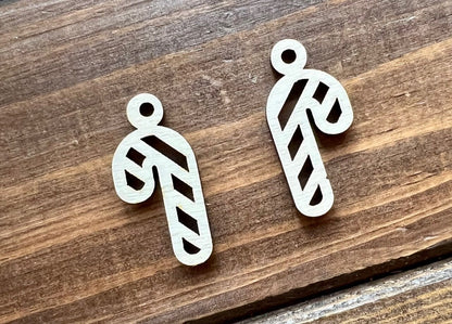 Unfinished wood earring blanks Candy Cane Dangle