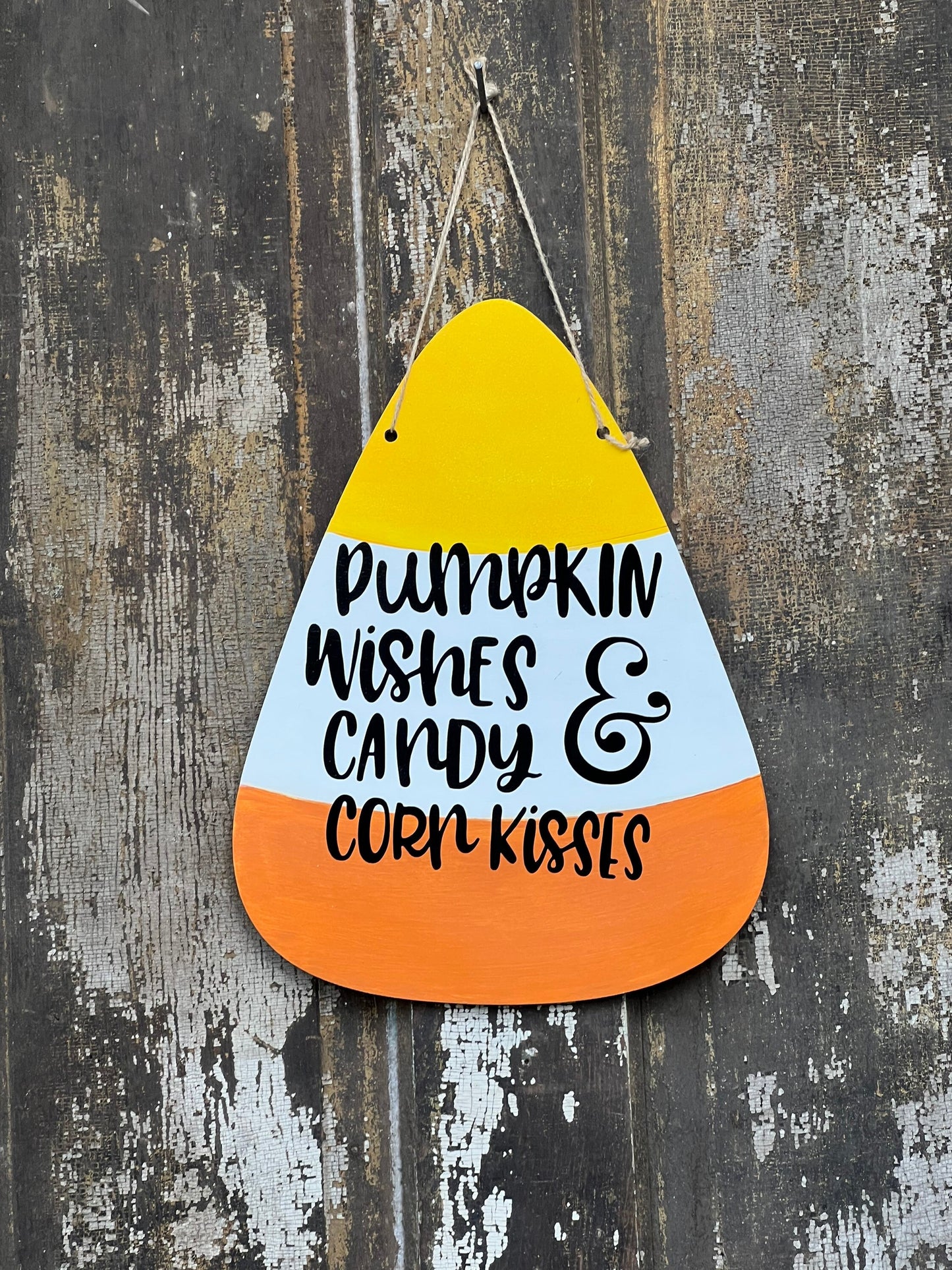 Unfinished Wood Blank Candy Corn Door Hanger Fall Decor Halloween