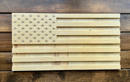 CNC carved American Flag Wood Unfinished