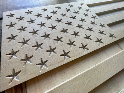 CNC carved American Flag Wood Unfinished