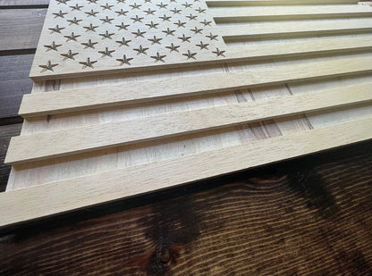 CNC carved American Flag Wood Unfinished