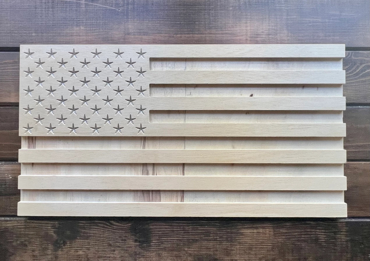 CNC carved American Flag Wood Unfinished