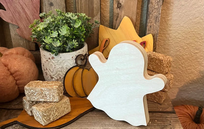 Chunky Wood Ghost for Crafts or Tiered Tray