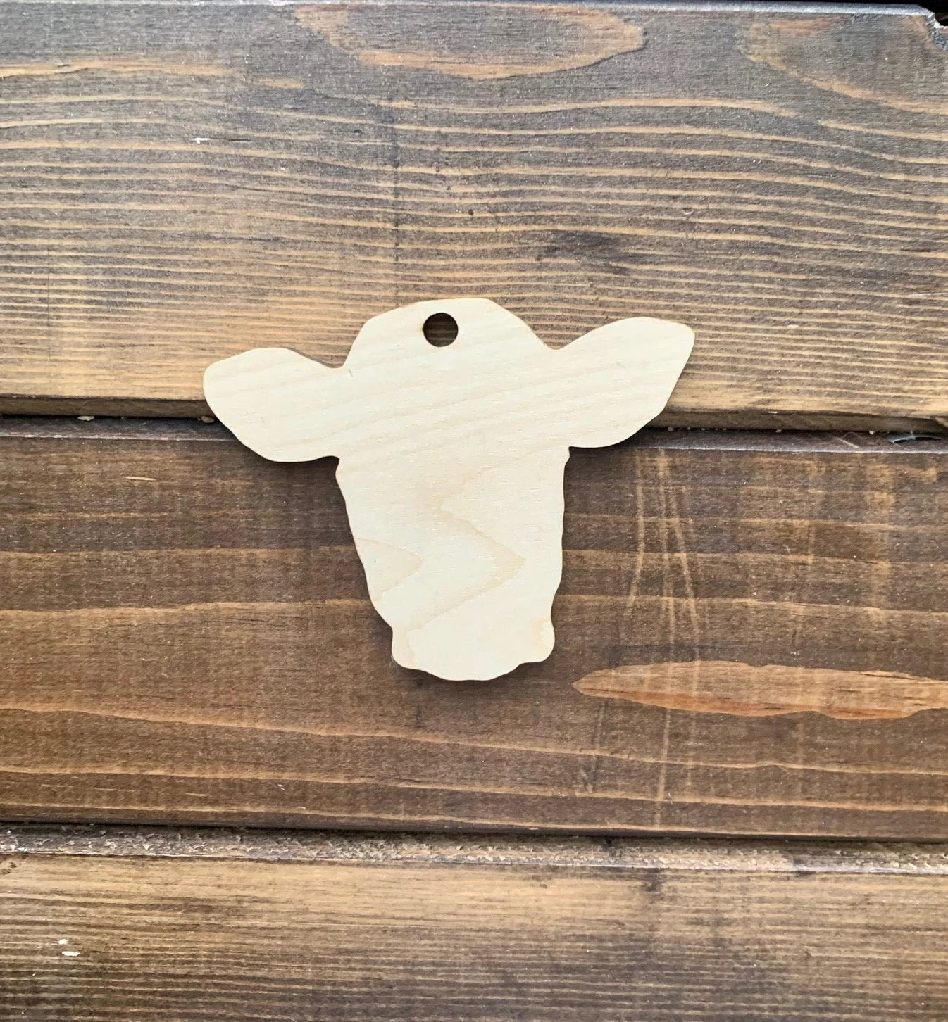 Cow head ornament blank wood cut out