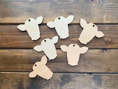 Cow head ornament blank wood cut out