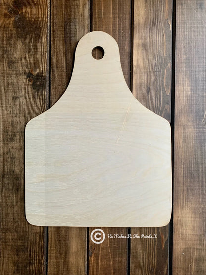 Cow Tag Door Hanger Unfinished Wood Blank