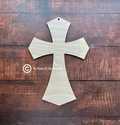 Cross Wood Blank Cut Out (pointed)