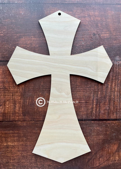 Cross Wood Blank Cut Out (pointed)