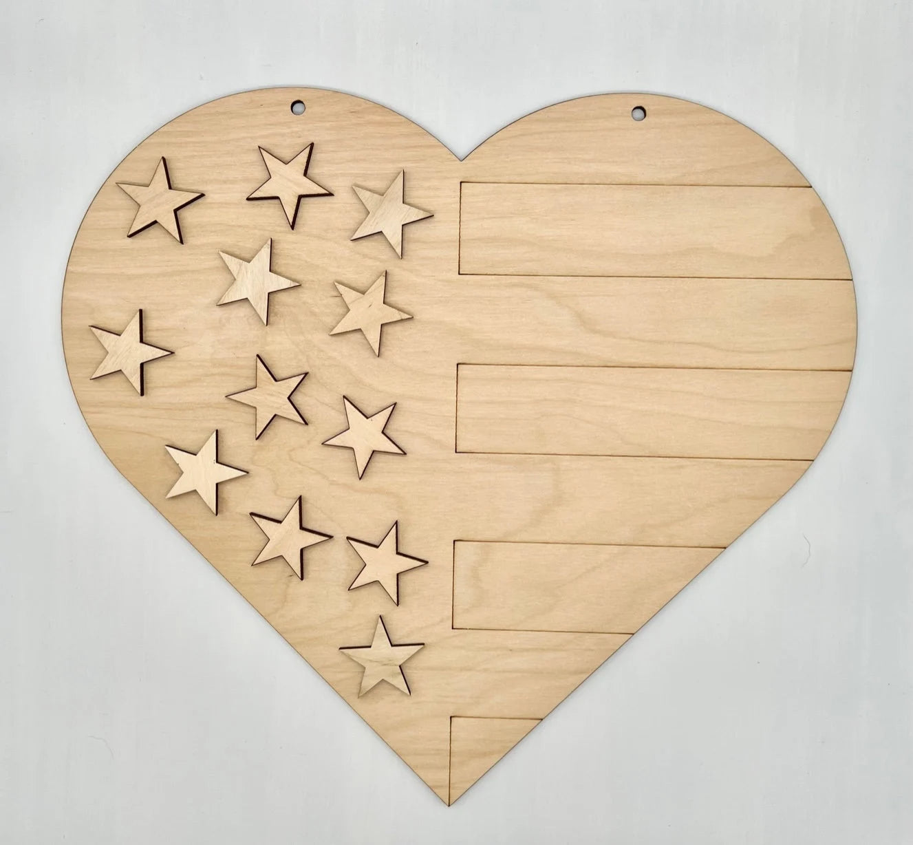 Unfinished Wood Blank American Flag Heart Craft Kit