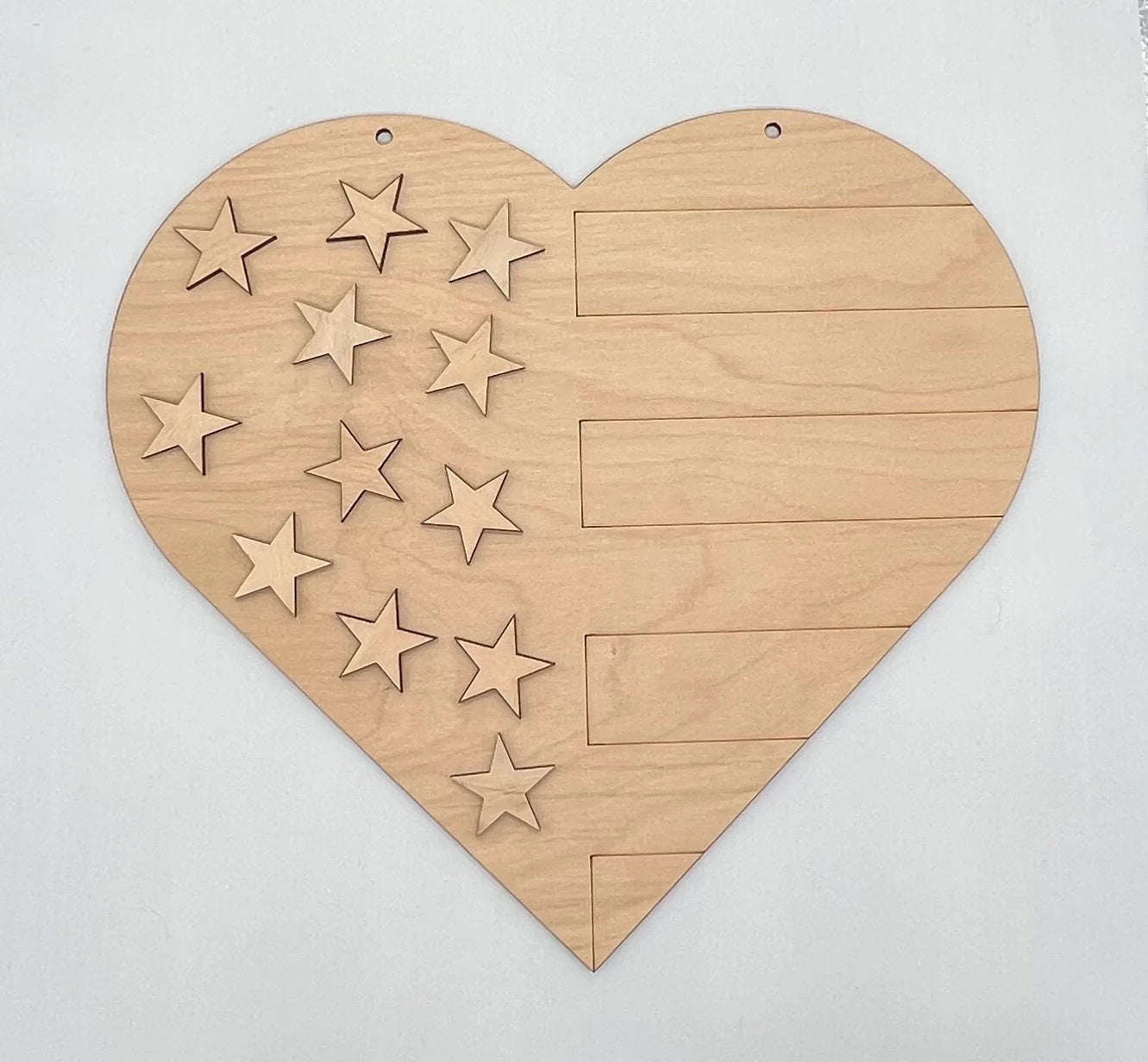 Unfinished Wood Blank American Flag Heart Craft Kit