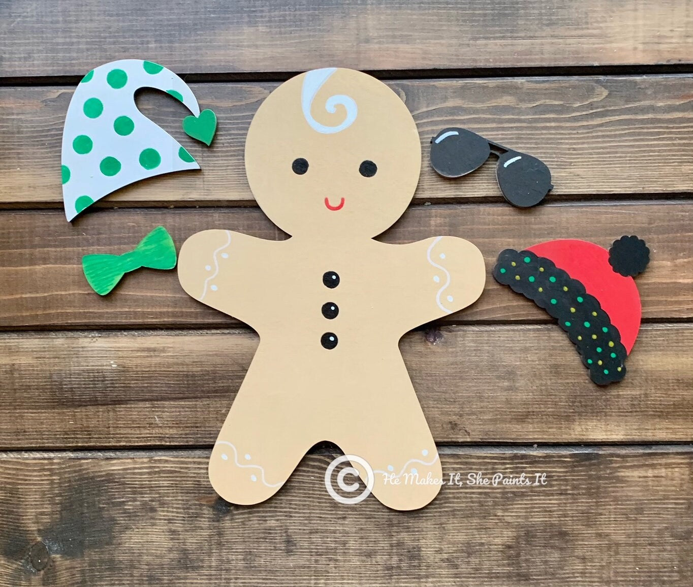 Laser Cut Gingerbread Man Kit Craft DIY Wood Blanks 5 piece Set