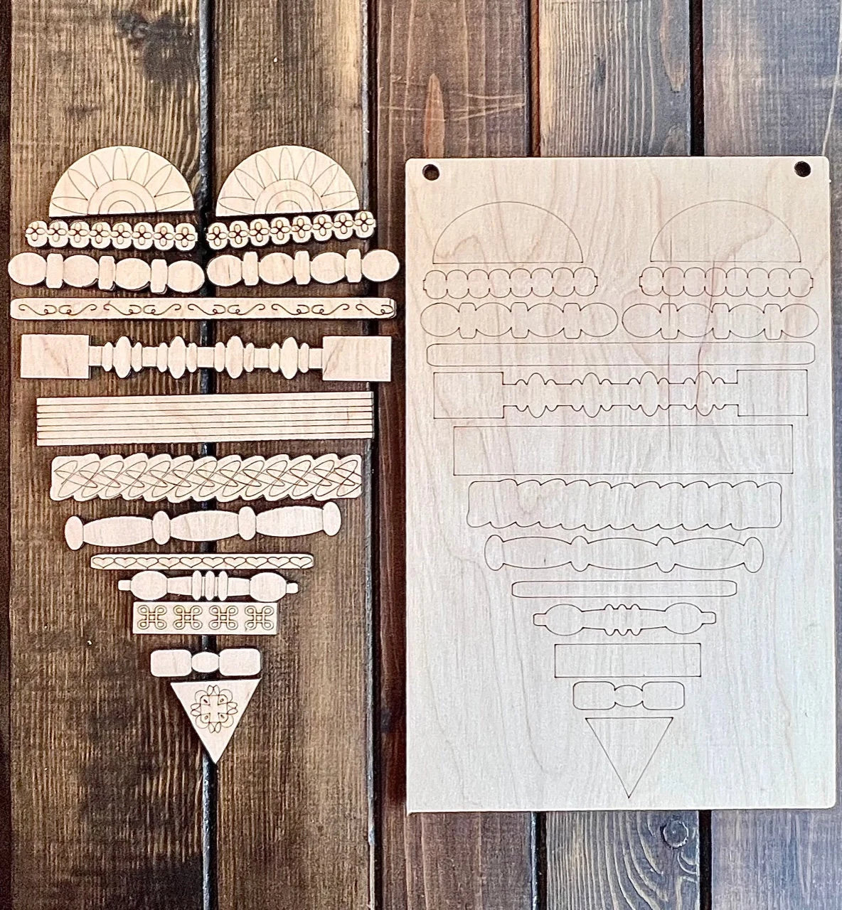 Laser Cut Unfinished Wood Spindle Project Heart