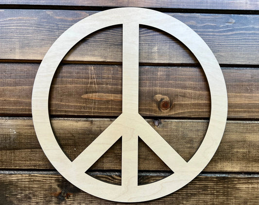 Peace Sign Wood Cut Out Blank, 2 Sizes