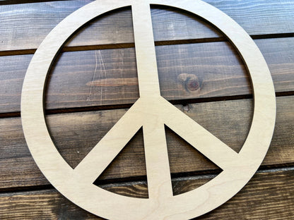 Peace Sign Wood Cut Out Blank, 2 Sizes