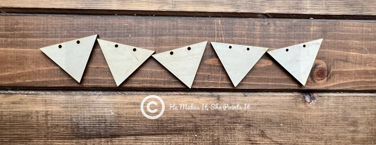 Mini Pennant for Tiered Tray or Garland Unfinished Set of 5