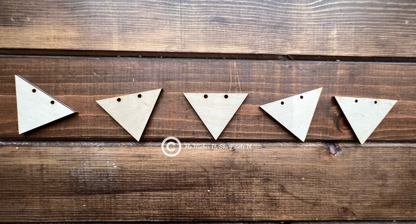 Mini Pennant for Tiered Tray or Garland Unfinished Set of 5